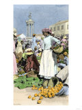 Native Woman Shopping in a Farmer's Market, Jamaica, c.1890 Lámina giclée