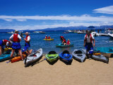 Kayakers Getting Ready to Paddle out into Lake Tahoe Photographic Print by Christina Lease