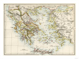 Map of the Aegean Sea in the Time of Ancient Greece reproduction procédé giclée