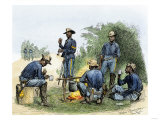 Buffalo Soldiers around a Campfire, 1880s Giclee Print