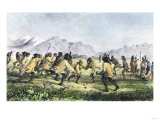 Native Americans Playing a Game of Lacrosse with a Ball and Sticks Giclee Print