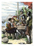 Walter Raleigh and His Expedition at Trinidad, Off South America, 1595 Reproduction procédé giclée