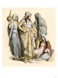 Arab Women in Traditional Attire, Including One Veiled Muslim Woman Giclee Print