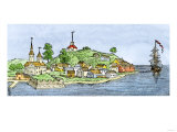 Seaport of New London, Connecticut in 1776 Giclee Print