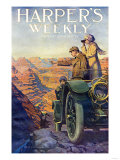 Tourists in an Automobile Visiting the Grand Canyon - Harper's Weekly Cover, Automotive Issue, 1911 Giclee Print