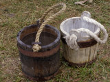 Wooden Water Buckets in a Continental Army Camp Reenactment, Yorktown Battlefield, Virginia Photographic Print
