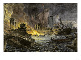 Sea Battle of Actium, in Which Octavius Defeated Antony and Cleopatra, 31 Bc Giclee Print