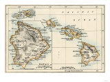 Map of the Hawaiian Islands, 1870s Giclee Print
