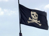 Jolly Roger Flag Flying in Former Pirate Seaport, Savannah, Georgia Photographic Print