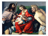 Madonna and Child Between Saints Roch and Sebastian Giclee Print by Lorenzo Lotto
