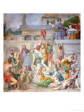Saint Cecilia Distributing Clothes to the Poor Giclée-tryk af Domenichino Saint Cecilia Distributing Clothes to the Poor Giclée-tryk af Domenichino