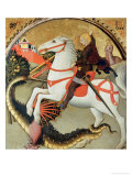 Saint George & the Dragon Lámina giclée por Sano di Pietro
