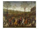 Combat of Love and Chastity reproduction procédé giclée par Pietro Perugino