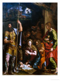 Adotation of the Shepherds with the Saints Longinus and John the Evangelist Giclee Print by Giulio Romano