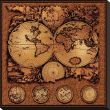 Antique Map, Cartographica III Stretched Canvas Print