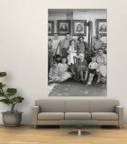 Four Generations of Farmers in Ozark Family Posing in Front of Portraits of Their Fifth Generation Wall Mural by Nina Leen