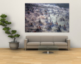 Motorcyclists Racing 75 Miles Cross Country Through Mojave Desert Wall Mural by Bill Eppridge