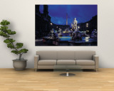 Fountains in the Piazza Navona at Night Wall Mural by Dmitri Kessel