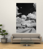 Cumulus Clouds Billowing over Texaco Gas Station along a Stretch of Highway US 66 Wall Mural by Andreas Feininger