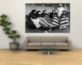 Patriotic Old Female Immigrants Sewing an American Flag under Supervision of Instructor Rose Radin Wall Mural by Unknown Unknown