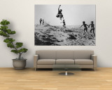 Bushman Children Playing Games on Sand Dunes Wall Mural by Nat Farbman