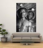 Gold Miners, Wearing Helmets and Perspiring Heavily, Standing in Robinson Deep Diamond Mine Tunnel Wall Mural by Margaret Bourke-White