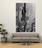 Automotive Union Member Watches from Private Perch During Mass Strike Demonstration Wall Mural by William Vandivert