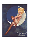 Blue Moon Silk stockings, Womens Glamour Pin-Ups Nylons Hosiery, USA, 1920 Poster