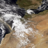 Dust Plumes Blowing Off the Moroccan Coast Photographic Print by Stocktrek Images 