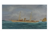 The Yacht Llewellyn. Willis. Silk, Velvet and Giclee Print by Thomas H. Willis