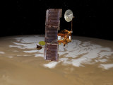 Mars Odyssey Spacecraft Passes above Mars' South Pole Photographic Print by Stocktrek Images 