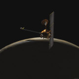 Mars Odyssey Spacecraft over Martian Sunrise Photographic Print by Stocktrek Images 