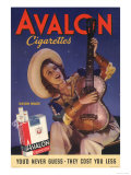 Avalon, Cigarettes Smoking, Guitars Instruments, USA, 1940 Posters
