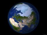 Full Earth Showing the Arctic Region Photographic Print by Stocktrek Images 