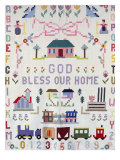Pieced and Appliqued Pictorial Cotton Quilted Coverlet Depicting Clifton, Ohio, c.1945 Giclee Print by Mary Kreyenhangen