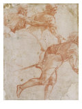 Soldier Running to the Right and Two Mounted Horsemen Their Arms Outstretched Giclee Print by Raphael 