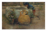 Boy Peering Into a Well, 1889 Giclée-Druck von Belmiro Barbosa De Almeida