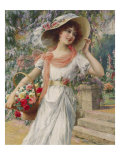 The Flower Girl. Early 20th Century Giclée-Druck von Emile Vernon