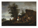 Travellers Refreshing Themselves at a Riverside Tavern, 1664 Giclée-Druck von Isaac Van Ostade