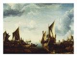 Visit of the Stadholder, Prince Frederik Hendrik to the Fleet of the States General at Dordrecht reproduction procédé giclée par Jan Van De Cappelle