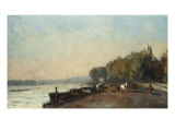 On the Bridge at Suresnos in Autumn, au Pont de Suresnos en Automne Giclee Print by Albert-Charles Lebourg