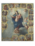 The Immaculate Conception with the Fifteen Mysteries of the Rosary Giclee Print by Miguel Cabrera