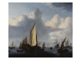 Seascape with a States Yacht and Other Shipping in a Calm, 1654 Giclée-Druck von Willem Van De Velde The Younger