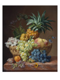 Still Life with a Pineapple, Grapes, Peaches, a Plum, a Tangerine and Assorted Flowers Lámina giclée por Anthony Oberman