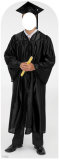 Male Graduate Black Cap & Gown Stand Up