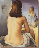 Mi mujer desnuda contemplando su propio cuerpo convirtiéndose en escalera, tres vértebras de una columna, cielo y arquitectura Reproducción en lienzo de la lámina por Salvador Dalí