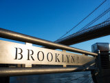 Metal Sign for the Brooklyn Bridge in New York Photographic Print