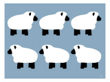 Blue Sheep Family Prints by Avalisa 