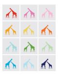 Rainbow Giraffe Squares on Grey Poster by Avalisa 