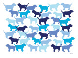 Blue Puppies Pattern Affiche par Avalisa 